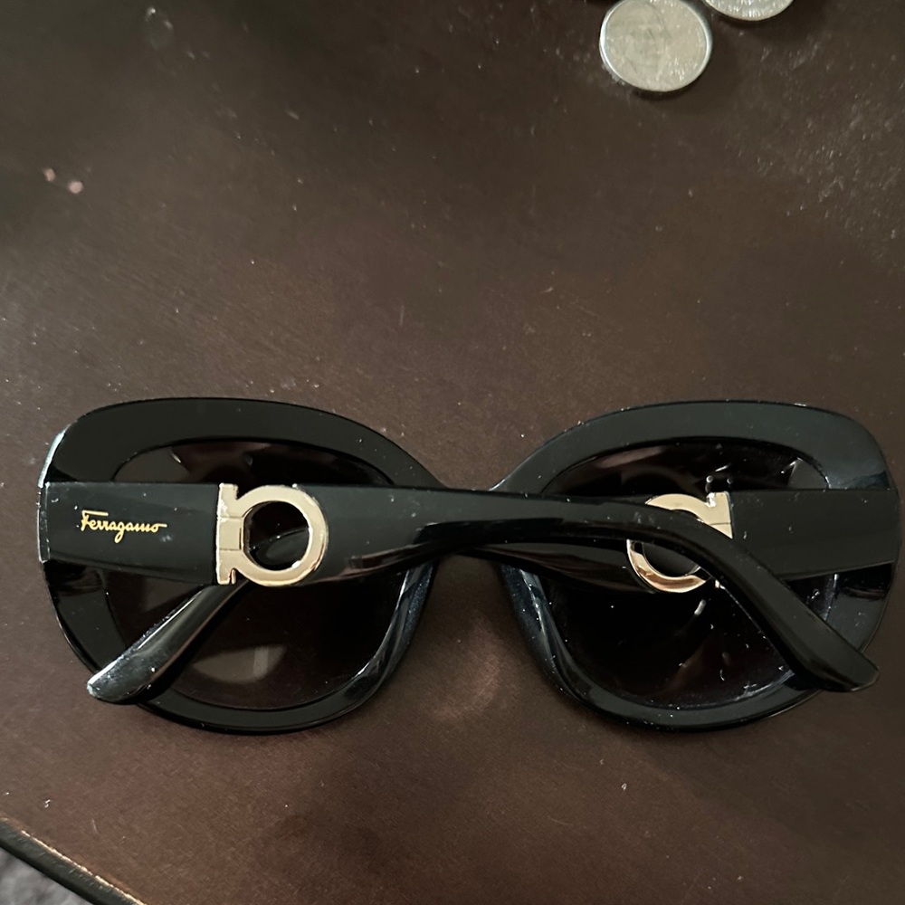 Salvatore Ferragamo Black and Gold Sunglasses